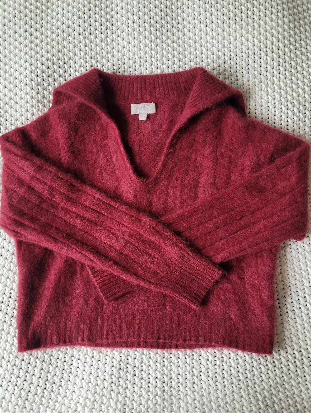J. Crew Brushed 100% Cashmere Sailor-collar Sweater In Burgundy